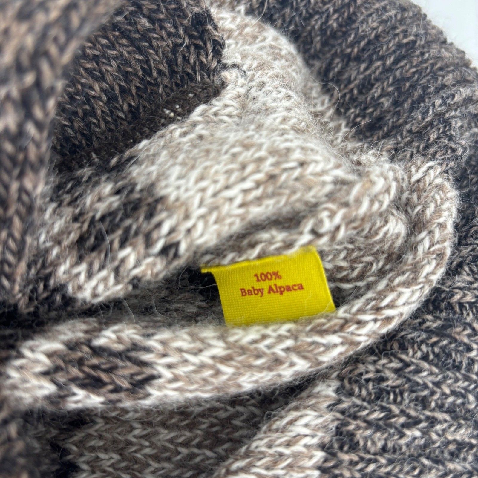 Kuna Kiosko Cardigan Mens M Brown 100% Baby Alpaca Shawl Collar Nwt Cardigan — image 8 of 8